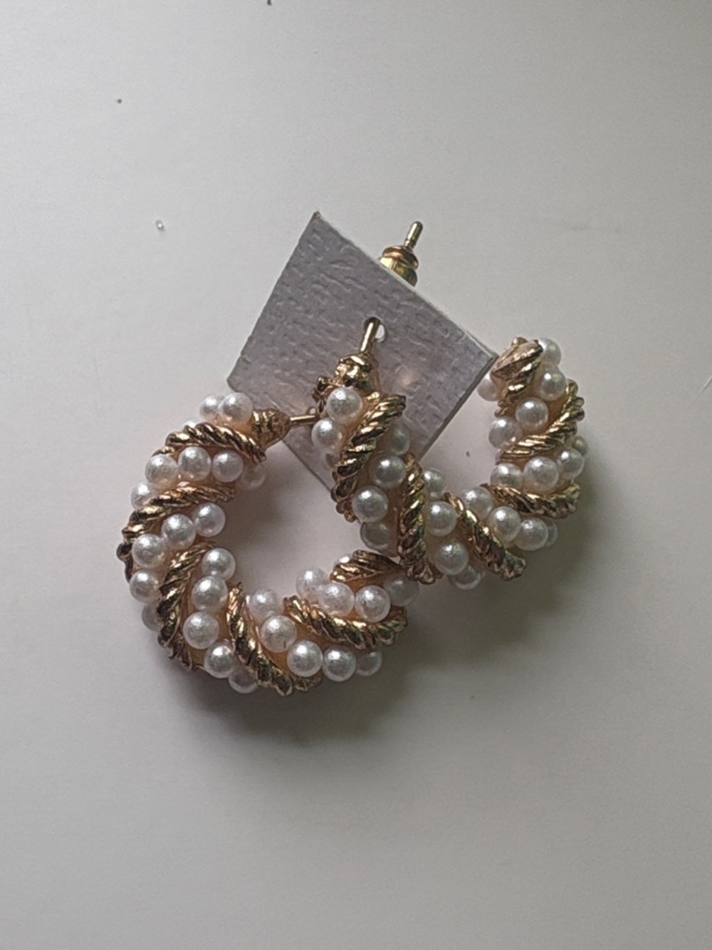 Pearl & Gold Twisted Hoop stud Earrings - Women Jewelry